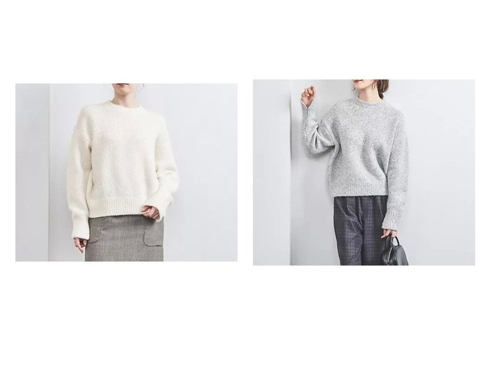 【UNITED ARROWS/ユナイテッドアローズ】のフラッフィ クルーネック ニット&フラッフィ クルーネック ニット WHITE 【トップス、カットソー 人気通販 コーディネート通販】おすすめ！人気、トレンド、レディースファッションの通販  おすすめ人気トレンドファッション通販アイテム 人気、トレンドファッション・服の通販 founy(ファニー) 　ファッション　Fashion　レディースファッション　WOMEN　トップス・カットソー　Tops/Tshirt　ニット　Knit Tops　アクセサリー　Accessories　インナー　Inner　カットソー　Cut And Sew　カーディガン　Cardigan　ショート　Short　シンプル　Simple　スリット　Slit　デニム　Denim　ネックレス　Necklace　長袖　Long Sleeve　バランス　Balance　フリル　Frills　おすすめ　Recommend　冬　Winter　エレガント 上品　Elegant　|ID:crp329100000200666