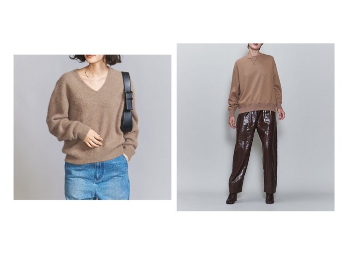 【BEAUTY&YOUTH / UNITED ARROWS/ビューティ&ユース ユナイテッドアローズ】のフォックスカシミヤブレンド Vネックニットプルオーバー&6(ROKU) コットンウラケ カラーステッチ クルーネック プルオーバー 24AW 【 人気通販 コーディネート通販】おすすめ！人気、トレンド、レディースファッションの通販  おすすめ人気トレンドファッション通販アイテム 人気、トレンドファッション・服の通販 founy(ファニー) 　ファッション　Fashion　レディースファッション　WOMEN　トップス・カットソー　Tops/Tshirt　プルオーバー　Pullover　ニット　Knit Tops　Vネック　V-Neck　2024年　2024　2024-2025秋冬・A/W　Aw/Autumn/Winter/Fw/Fall/2024-2025　カシミア　Cashmere　サテン　Satin　シンプル　Simple　スラックス　Slacks　デニム　Denim　定番　Standard　人気　Popularity　フェミニン　Feminine　フォックス　Fox　マニッシュ　Mannish　ルーズ　Loose　おすすめ　Recommend　|ID:crp329100000200720