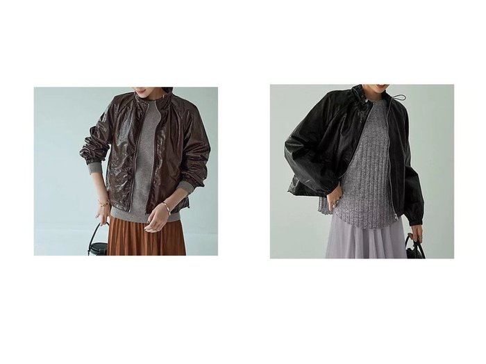 【STYLE DELI/スタイルデリ】のシワ加工フェイクレザーブルゾン 【アウター 人気通販 コーディネート通販】おすすめ！人気、トレンド、レディースファッションの通販  おすすめ人気トレンドファッション通販アイテム 人気、トレンドファッション・服の通販 founy(ファニー) ファッション Fashion レディースファッション WOMEN アウター Coat Outerwear ブルゾン Blouson/Jackets 軽量 Lightweight サテン Satin シルバー Silver ジャケット Jacket スピンドル Spindle スポーツ Sports スリット Slit スリーブ Sleeve フォルム Form フロント Front ブルゾン Blouson ポケット Pocket 冬 Winter 夏 Summer |ID:crp329100000201099