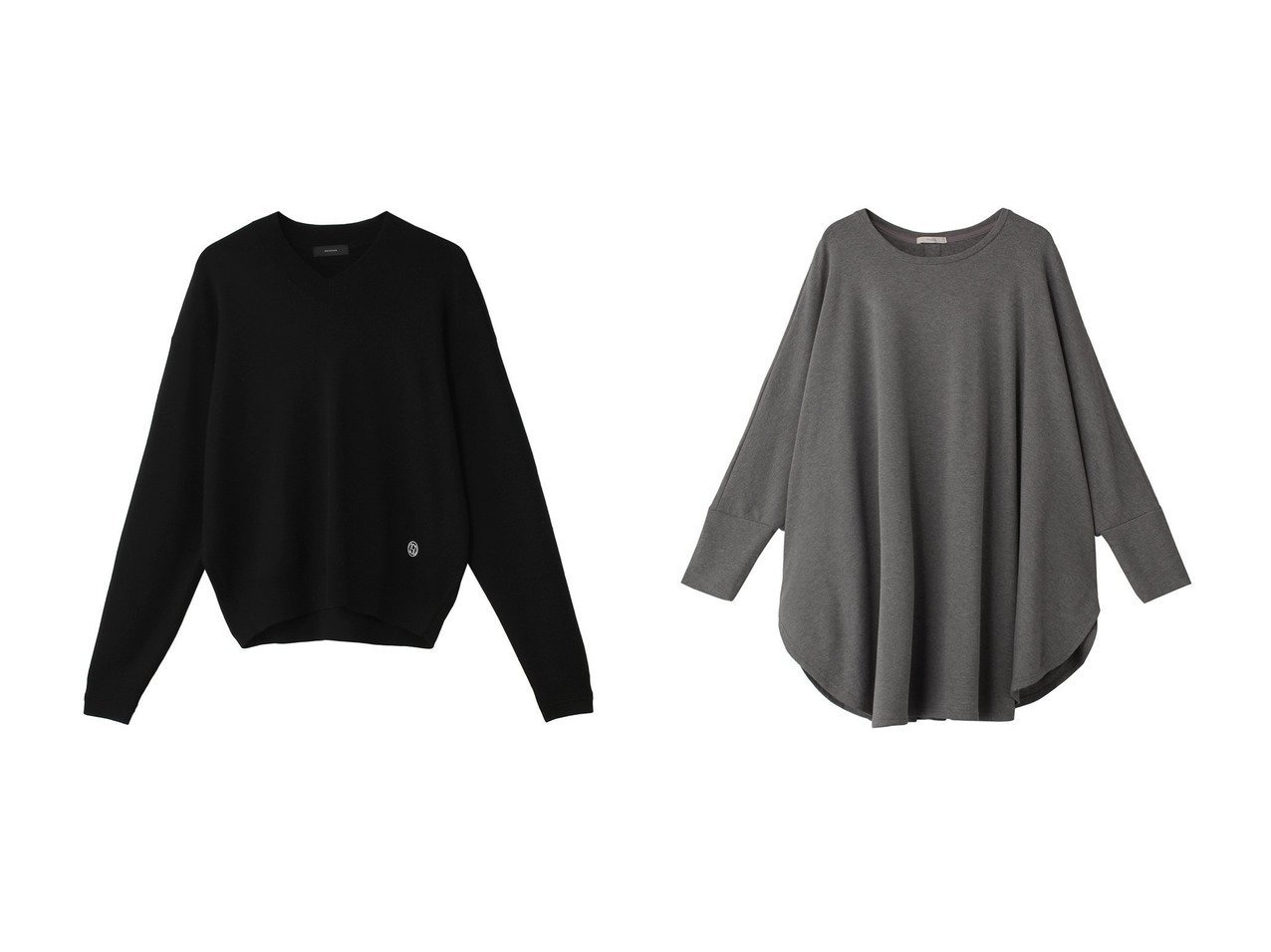 【LE PHIL/ル フィル】のヴィスジャージーカットソー&【OBSIDIAN/オブシディアン】の18GG SMOOTH V NECK PULLOVER 【トップス、カットソー 人気通販 コーディネート通販】おすすめ！人気、トレンド、レディースファッションの通販  おすすめ人気トレンドファッション通販アイテム インテリア・キッズ・メンズ・レディースファッション・服の通販 founy(ファニー) 　ファッション　Fashion　レディースファッション　WOMEN　トップス・カットソー　Tops/Tshirt　プルオーバー　Pullover　スポーツウェア　Sportswear　スポーツ トップス　Sports Tops　シャツ/ブラウス　Shirts/Blouses　ロング / Tシャツ　T-Shirts　カットソー　Cut and Sewn　シンプル　Simple　スポーツ　Sports　バランス　Balance　定番　Standard　NEW・新作・新着・新入荷　New Arrivals　ブラック系　Black　グレー系　Gray　|ID:crp329100000201180