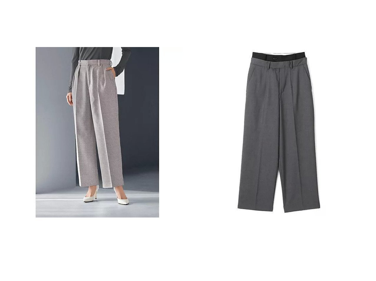 【INSCRIRE/アンスクリア】のWool Double Belt Pants&【STYLE DELI/スタイルデリ】の【LUXE】ライトツイードワイドパンツ 【パンツ 人気通販 コーディネート通販】おすすめ！人気、トレンド、レディースファッションの通販  おすすめ人気トレンドファッション通販アイテム インテリア・キッズ・メンズ・レディースファッション・服の通販 founy(ファニー) 　ファッション　Fashion　レディースファッション　WOMEN　パンツ　Pants　春　Spring　秋　Autumn/Fall　くるぶし　Ankle　ギャザー　Gather　シューズ　Shoes　スタイリッシュ　Stylish　ストレッチ　Stretch　ストレート　Straight　スニーカー　Sneakers　スリット　Slit　スーツ　Suit　セットアップ　Set Up　センター　Center　ツイード　Tweed　バランス　Balance　フォルム　Form　フロント　Front　ポケット　Pocket　ミックス　Mix　ループ　Loop　ワイド　Wide　冬　Winter　夏　Summer　セレモニー　Ceremony　ビジネス 仕事 通勤　Business　2024年　2024　2024-2025秋冬・A/W　Aw/Autumn/Winter/Fw/Fall/2024-2025　シンプル　Simple　スラックス　Slacks　グレー系　Gray　レッド系　Red　|ID:crp329100000201207