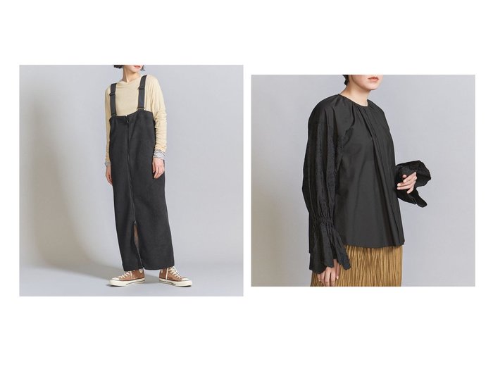 【BEAUTY&YOUTH / UNITED ARROWS/ビューティ&ユース ユナイテッドアローズ】のフリース ジャンパースカート&コットン エンブロイダリー シャツ 【 人気通販 コーディネート通販】おすすめ！人気、トレンド、レディースファッションの通販    おすすめ人気トレンドファッション通販アイテム 人気、トレンドファッション・服の通販 founy(ファニー) 　ファッション　Fashion　レディースファッション　WOMEN　スカート　Skirt　トップス・カットソー　Tops/Tshirt　シャツ/ブラウス　Shirts/Blouses　おすすめ　Recommend　インナー　Inner　キャップ　Cap　ジップ　Zip　スポーティ　Sporty　スリット　Slit　スーツ　Suit　ミリタリー　Military　エンブロイダリー　Embroidery　ジャケット　Jacket　スウェット　Sweat　チェーン　Chain　フリル　Frills　ブロード　Broad　プレーン　Plane　|ID:crp329100000201381