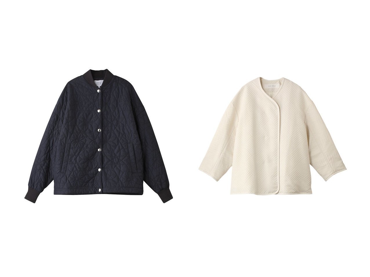 【PLAIN PEOPLE/プレインピープル】のコート&【MAISON KITSUNE/メゾン キツネ】のQUILTED ブルゾン 【コート、ジャケット 人気通販 コーディネート通販】おすすめ！人気、トレンド、レディースファッションの通販    おすすめ人気トレンドファッション通販アイテム インテリア・キッズ・メンズ・レディースファッション・服の通販 founy(ファニー) 　ファッション　Fashion　レディースファッション　WOMEN　アウター　Coat Outerwear　ジャケット　Jackets　ブルゾン　Blouson/Jackets　コート　Coats　キルティング　Quilting　ジャケット　Jacket　ブルゾン　Blouson　NEW・新作・新着・新入荷　New Arrivals　軽量　Lightweight　ショート　Short　ブルー系　Blue　ホワイト系　White　|ID:crp329100000201487