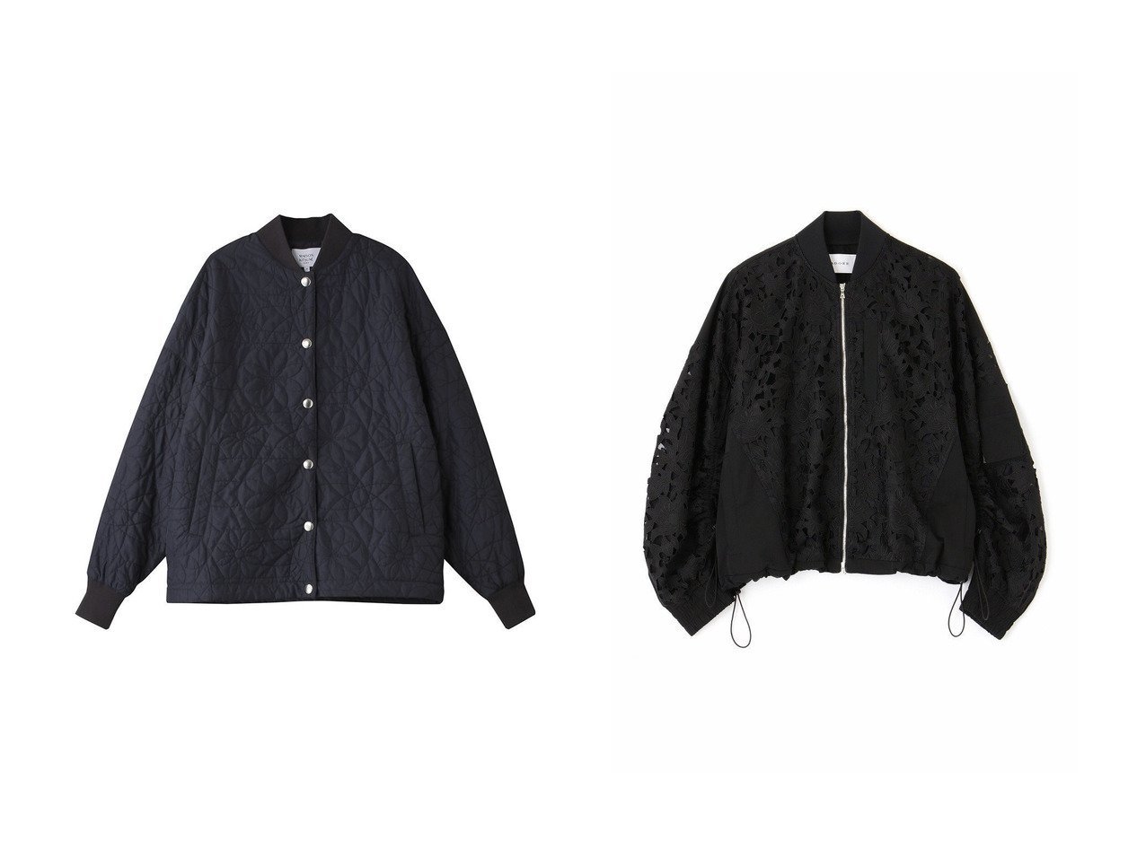 【ADORE/アドーア】のミックスフラワーレースジャケット&【MAISON KITSUNE/メゾン キツネ】のQUILTED ブルゾン 【コート、ジャケット 人気通販 コーディネート通販】おすすめ！人気、トレンド、レディースファッションの通販    おすすめ人気トレンドファッション通販アイテム インテリア・キッズ・メンズ・レディースファッション・服の通販 founy(ファニー) 　ファッション　Fashion　レディースファッション　WOMEN　アウター　Coat Outerwear　ジャケット　Jackets　ブルゾン　Blouson/Jackets　ギャザー　Gather　ショート　Short　ジャケット　Jacket　ストリング　String　タフタ　Taffeta　ドッキング　Docking　フラワー　Flower　ブルゾン　Blouson　モチーフ　Motif　レース　Race　NEW・新作・新着・新入荷　New Arrivals　キルティング　Quilting　軽量　Lightweight　ブラック系　Black　ブルー系　Blue　|ID:crp329100000201489