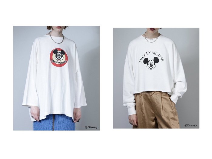 【ROSE BUD/ローズバッド】のMICKEY MOUSE face sweat&circle MICKEY MOUSE ロングTシャツ 【トップス、カットソー 人気通販 コーディネート通販】おすすめ！人気、トレンド、レディースファッションの通販    おすすめ人気トレンドファッション通販アイテム 人気、トレンドファッション・服の通販 founy(ファニー) 　ファッション　Fashion　レディースファッション　WOMEN　トップス・カットソー　Tops/Tshirt　シャツ/ブラウス　Shirts/Blouses　ロング / Tシャツ　T-Shirts　カットソー　Cut and Sewn　パーカ　Sweats　スウェット　Sweat　スリーブ　Sleeve　ロング　Long　NEW・新作・新着・新入荷　New Arrivals　|ID:crp329100000201494