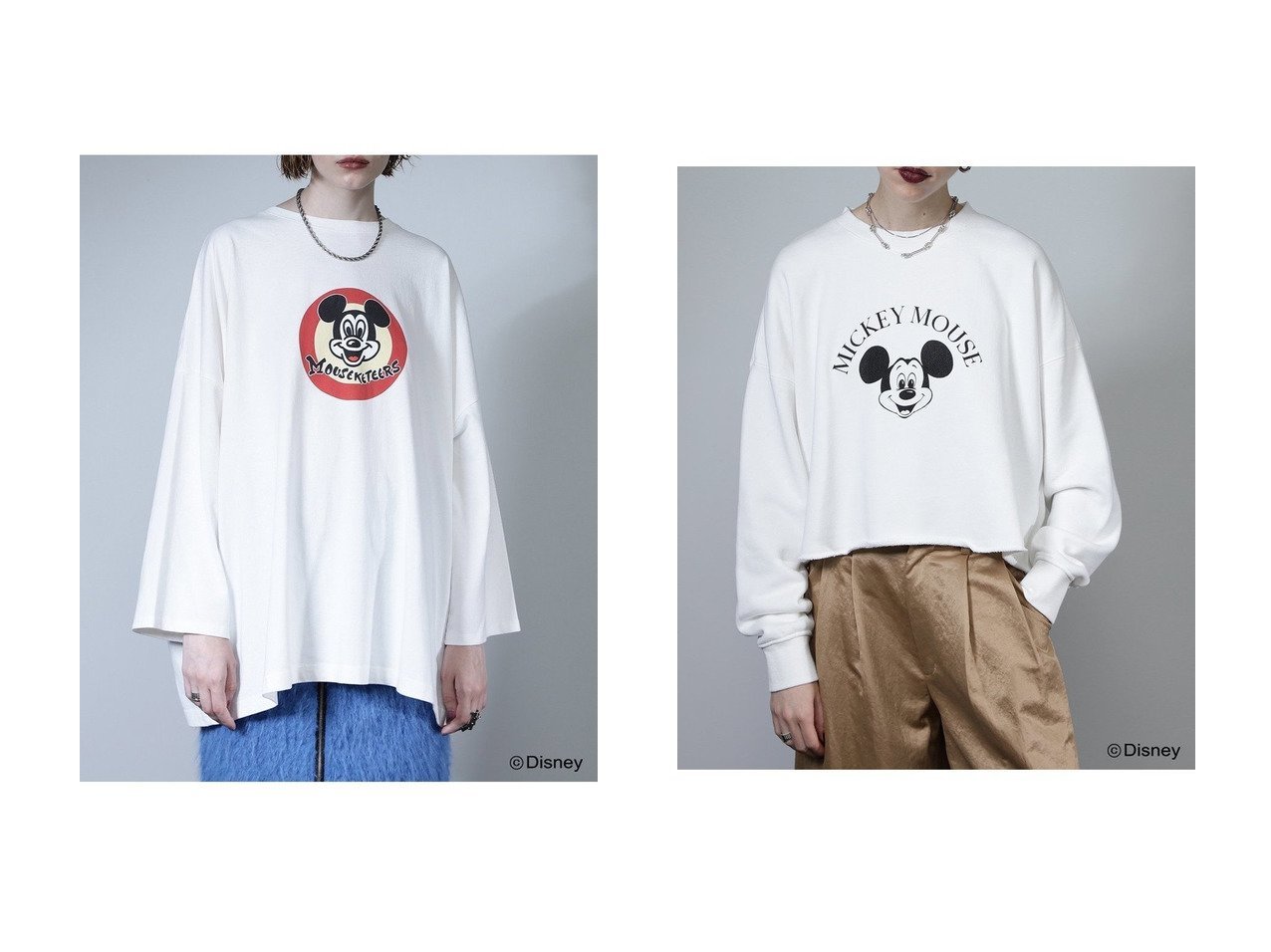 【ROSE BUD/ローズバッド】のMICKEY MOUSE face sweat&circle MICKEY MOUSE ロングTシャツ 【トップス、カットソー 人気通販 コーディネート通販】おすすめ！人気、トレンド、レディースファッションの通販    おすすめ人気トレンドファッション通販アイテム インテリア・キッズ・メンズ・レディースファッション・服の通販 founy(ファニー) 　ファッション　Fashion　レディースファッション　WOMEN　トップス・カットソー　Tops/Tshirt　シャツ/ブラウス　Shirts/Blouses　ロング / Tシャツ　T-Shirts　カットソー　Cut and Sewn　パーカ　Sweats　スウェット　Sweat　スリーブ　Sleeve　ロング　Long　NEW・新作・新着・新入荷　New Arrivals　ホワイト系　White　|ID:crp329100000201494