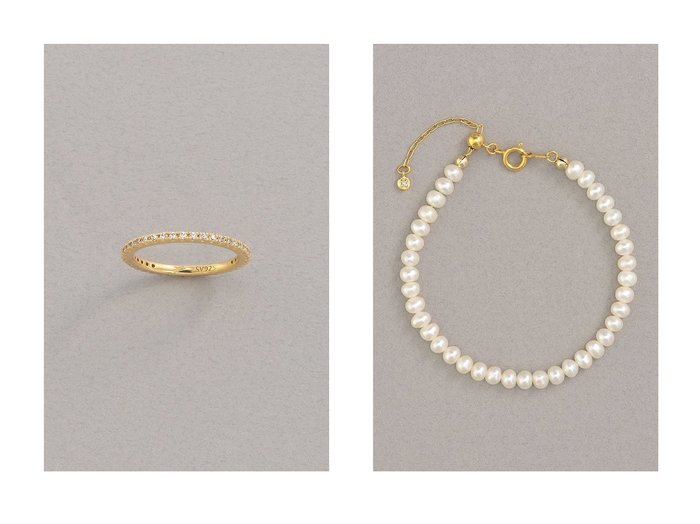 【Plus Vendome/プラス ヴァンドーム】のFINELINETATOO フルエタニティ リング&PEARL ブレスレット 【アクセサリー、ジュエリー 人気通販 コーディネート通販】おすすめ！人気、トレンド、レディースファッションの通販    おすすめ人気トレンドファッション通販アイテム 人気、トレンドファッション・服の通販 founy(ファニー) ファッション Fashion レディースファッション WOMEN ジュエリー Jewelry ブレスレット Bracelets バングル Bangles イエロー Yellow コーティング Coating ダイヤモンド Diamond チェーン Chain パール Pearl ブレスレット Bracelet 再入荷 Restock/Back In Stock/Re Arrival |ID:crp329100000201549