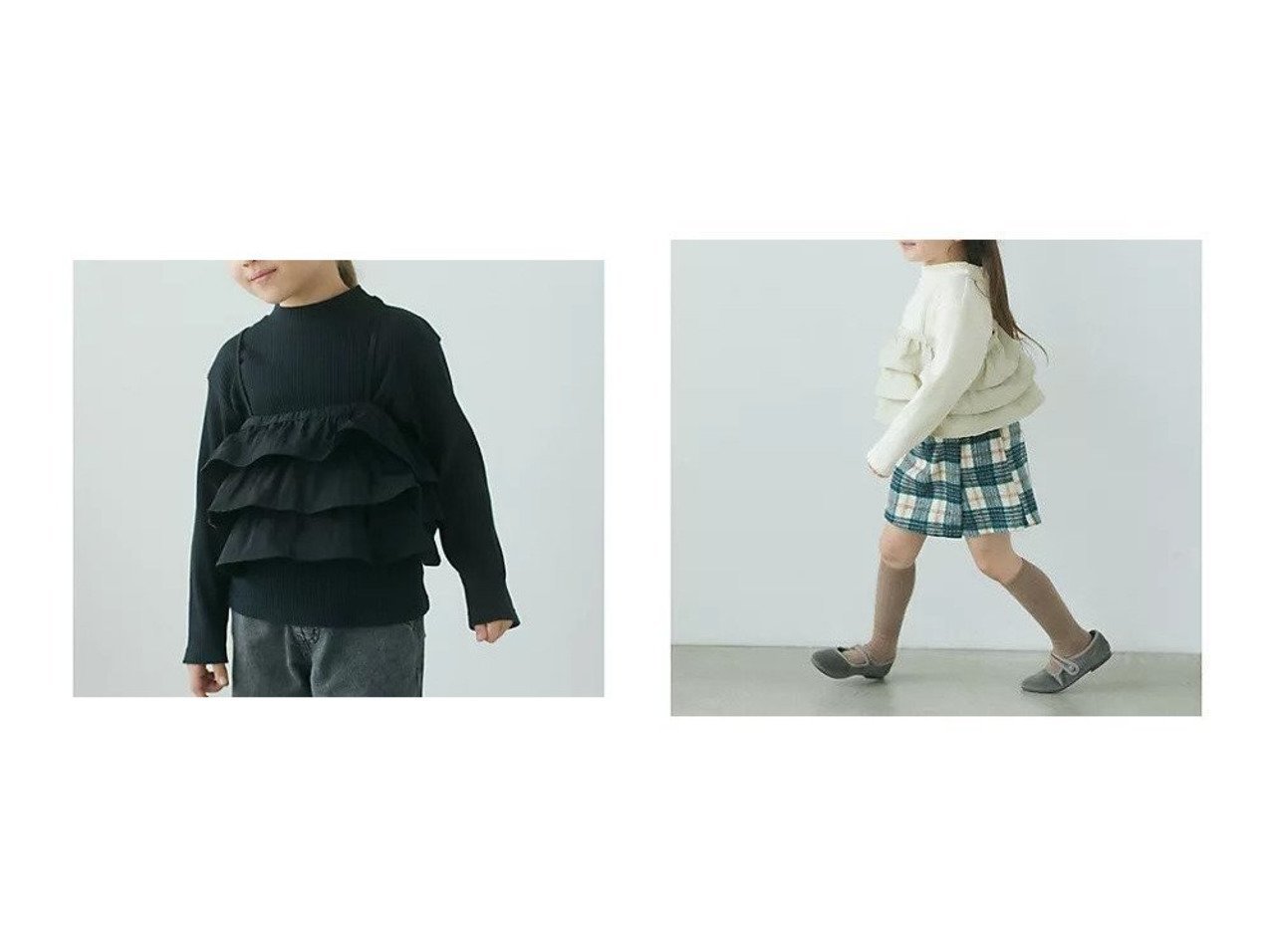 【green label relaxing / UNITED ARROWS / KIDS/グリーンレーベルリラクシング】のTJ フリルキャミ+テレコ プルオーバーセット キッズ 100cm-130cm 【KIDS】子供服のおすすめ！人気トレンド・キッズファッションの通販    おすすめ人気トレンドファッション通販アイテム インテリア・キッズ・メンズ・レディースファッション・服の通販 founy(ファニー) 　ファッション　Fashion　キッズファッション　KIDS　トップス・カットソー　Tops/Tees/Kids　キャミソール　Camisole　テレコ　Tereko　フリル　Frills　ブラック系　Black　ホワイト系　White　|ID:crp329100000201597