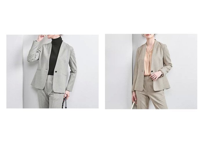 【UNITED ARROWS/ユナイテッドアローズ】のクラシックツイード ノーラペル ジャケット 【アウター 人気通販 コーディネート通販】おすすめ！人気、トレンド、レディースファッションの通販    おすすめ人気トレンドファッション通販アイテム 人気、トレンドファッション・服の通販 founy(ファニー) ファッション Fashion レディースファッション WOMEN アウター Coat Outerwear ジャケット Jackets インナー Inner クラシック Classic コンパクト Compact シャンブレー Chambray ジャケット Jacket とろみ Thickness ツイード Tweed フィット Fit おすすめ Recommend |ID:crp329100000201631