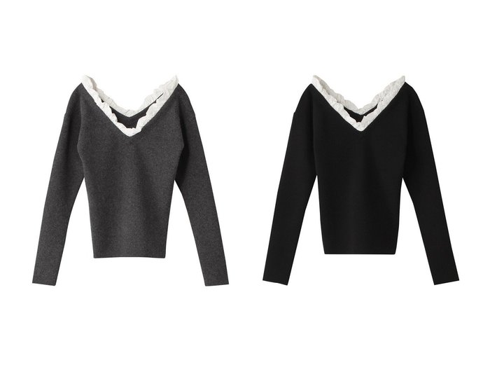 【CLANE/クラネ】の2WAY FRILL V NECK KNIT TOPS ニット 【ファッション雑貨 人気通販 コーディネート通販】おすすめ！人気、トレンド、レディースファッションの通販    おすすめ人気トレンドファッション通販アイテム 人気、トレンドファッション・服の通販 founy(ファニー) ファッション Fashion レディースファッション WOMEN トップス・カットソー Tops/Tshirt ニット Knit Tops プルオーバー Pullover オフショルダー Off Shoulder デコルテ Decolletage フリル Frills エレガント 上品 Elegant NEW・新作・新着・新入荷 New Arrivals |ID:crp329100000201730