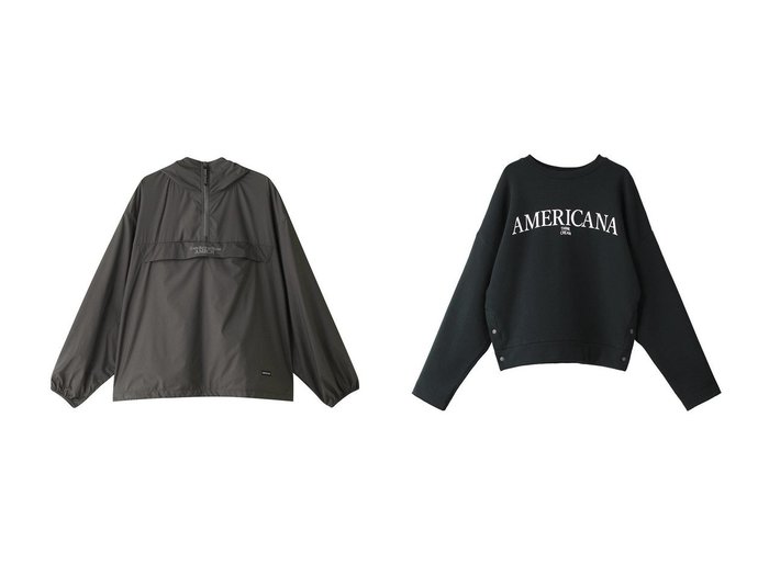 【Americana/アメリカーナ】のストレッチタフタ Come Rain or Shine AMRCN フーディーブルゾン&【ELLESHOP限定】サイドボタン ロゴスウェット 【ECで売れてるランキング上位の人気通販 コーディネート通販】おすすめ！トレンド、レディースファッションの通販 おすすめ人気トレンドファッション通販アイテム インテリア・キッズ・メンズ・レディースファッション・服の通販 founy(ファニー) https://founy.com/ ファッション Fashion レディースファッション WOMEN アウター Coat Outerwear ジャケット Jackets ブルゾン Blouson/Jackets トップス・カットソー Tops/Tshirt シャツ/ブラウス Shirts/Blouses パーカ Sweats ロング / Tシャツ T-Shirts スウェット Sweat カットソー Cut and Sewn アウトドア Outdoor ジャケット Jacket ストレッチ Stretch タフタ Taffeta フロント Front ブルゾン Blouson ポケット Pocket スリット Slit デニム Denim フレア Flare |ID:crp329100000201937