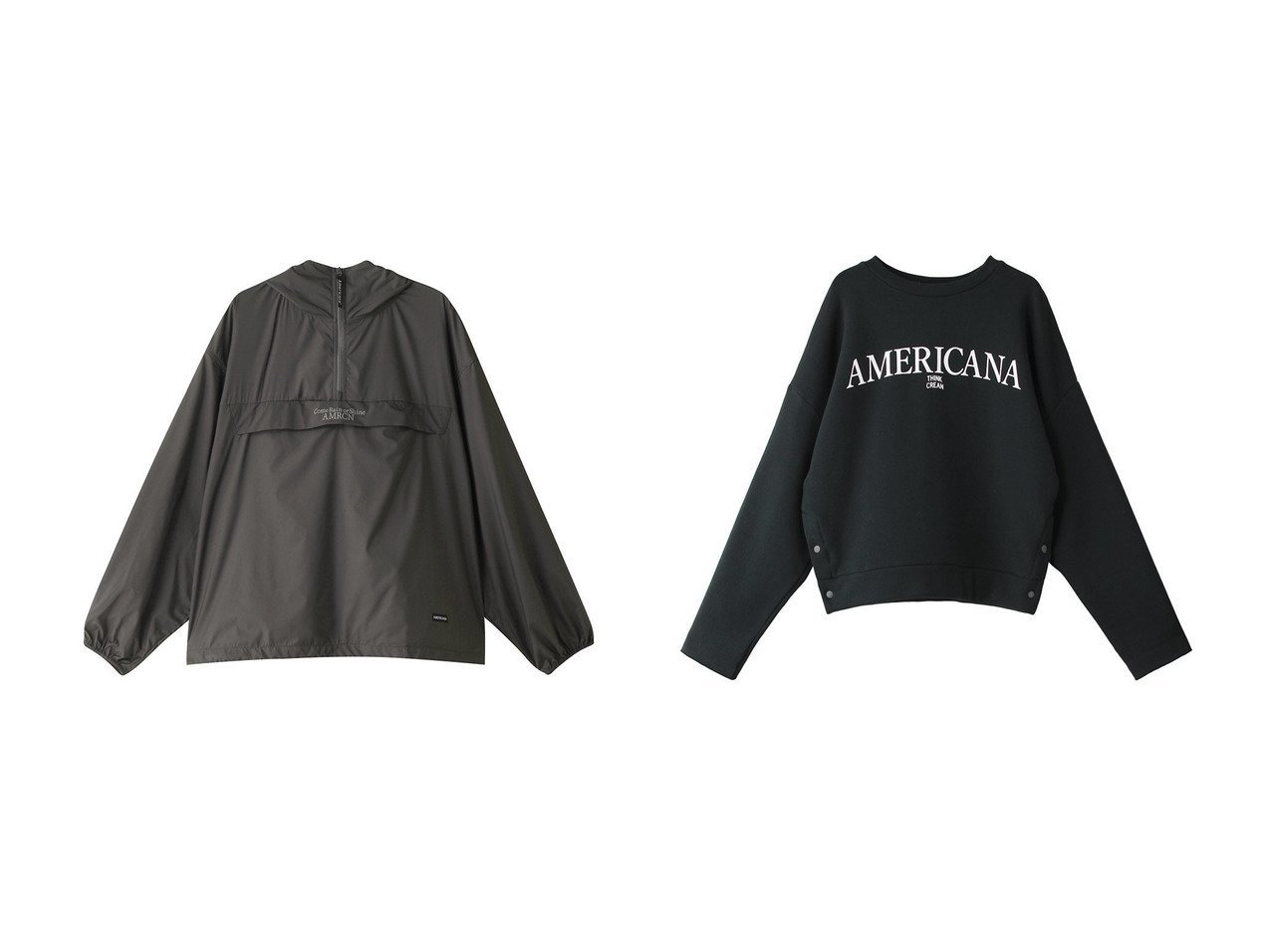 【Americana/アメリカーナ】のストレッチタフタ Come Rain or Shine AMRCN フーディーブルゾン&【ELLESHOP限定】サイドボタン ロゴスウェット 【ECで売れてるランキング上位の人気通販 コーディネート通販】おすすめ！トレンド、レディースファッションの通販 おすすめ人気トレンドファッション通販アイテム インテリア・キッズ・メンズ・レディースファッション・服の通販 founy(ファニー) 　ファッション　Fashion　レディースファッション　WOMEN　アウター　Coat Outerwear　ジャケット　Jackets　ブルゾン　Blouson/Jackets　トップス・カットソー　Tops/Tshirt　シャツ/ブラウス　Shirts/Blouses　パーカ　Sweats　ロング / Tシャツ　T-Shirts　スウェット　Sweat　カットソー　Cut and Sewn　アウトドア　Outdoor　ジャケット　Jacket　ストレッチ　Stretch　タフタ　Taffeta　フロント　Front　ブルゾン　Blouson　ポケット　Pocket　スリット　Slit　デニム　Denim　フレア　Flare　グレー系　Gray　ブラウン系　Brown　|ID:crp329100000201937