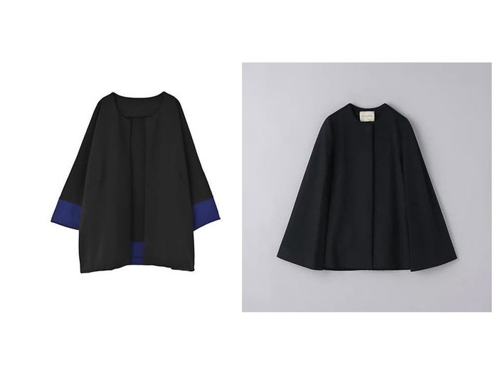 【STYLE DELI/スタイルデリ】の【BLK001】リラックスドルマン配色ジャケット&【UNITED ARROWS/ユナイテッドアローズ】のショート ケープコート 【コート、ジャケット 人気通販 コーディネート通販】おすすめ！人気、トレンド、レディースファッションの通販    おすすめ人気トレンドファッション通販アイテム 人気、トレンドファッション・服の通販 founy(ファニー) ファッション Fashion レディースファッション WOMEN アウター Coat Outerwear コート Coats ジャケット Jackets エレガント 上品 Elegant コンシャス Conscious ショート Short ジャケット Jacket ドット Dot フロント Front ボトム Bottom ポケット Pocket メタル Metal おすすめ Recommend カーディガン Cardigan スリット Slit チェック Check 定番 Standard ボックス Box 日本製 Made In Japan 夏 Summer 旅行 Travel |ID:crp329100000202030