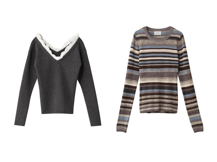 【CLANE/クラネ】のMOLE MIX BORDER KNIT TOPS ニット&2WAY FRILL V NECK KNIT TOPS ニット 【 ECで売れてるランキング上位の人気通販 コーディネート通販】おすすめ！トレンド、レディースファッションの通販   おすすめ人気トレンドファッション通販アイテム 人気、トレンドファッション・服の通販 founy(ファニー) ファッション Fashion レディースファッション WOMEN トップス・カットソー Tops/Tshirt ニット Knit Tops プルオーバー Pullover A/W・秋冬 Aw・Autumn/Winter・Fw・Fall-Winter おすすめ Recommend インナー Inner コンパクト Compact ジャケット Jacket ボーダー Border ミックス Mix 今季 This Season NEW・新作・新着・新入荷 New Arrivals |ID:crp329100000202101