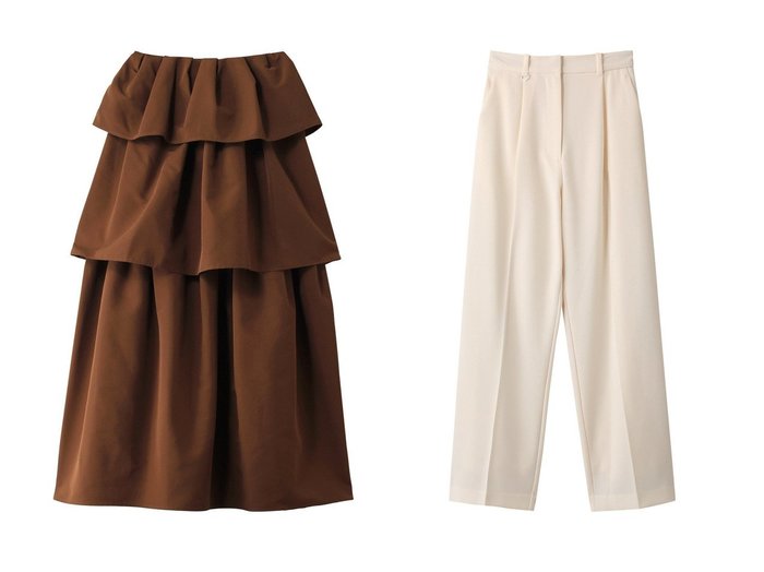 【CLANE/クラネ】のFRILL TIERED SKIRT スカート&2WAY TUCK STRAIGHT PANTS パンツ 【 ECで売れてるランキング上位の人気通販 コーディネート通販】おすすめ！トレンド、レディースファッションの通販   おすすめ人気トレンドファッション通販アイテム インテリア・キッズ・メンズ・レディースファッション・服の通販 founy(ファニー) https://founy.com/ ファッション Fashion レディースファッション WOMEN パンツ Pants スカート Skirt ティアードスカート Tiered Skirts ロングスカート Long Skirt ストレート Straight ロング Long 人気 Popularity おすすめ Recommend グログラン Grosgrain ティアードスカート Tiered Skirt パーティ Party フリル Frills |ID:crp329100000202103