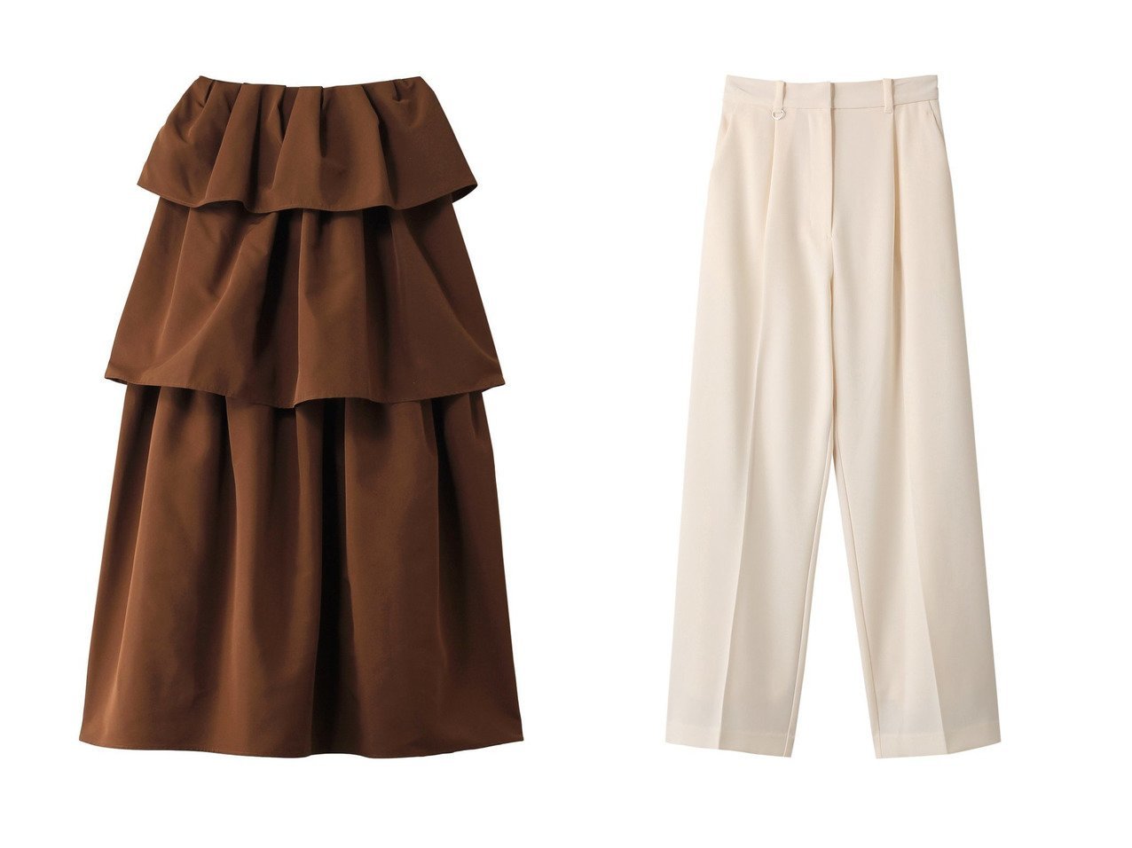 【CLANE/クラネ】のFRILL TIERED SKIRT スカート&2WAY TUCK STRAIGHT PANTS パンツ 【 ECで売れてるランキング上位の人気通販 コーディネート通販】おすすめ！トレンド、レディースファッションの通販   おすすめ人気トレンドファッション通販アイテム インテリア・キッズ・メンズ・レディースファッション・服の通販 founy(ファニー) 　ファッション　Fashion　レディースファッション　WOMEN　パンツ　Pants　スカート　Skirt　ティアードスカート　Tiered Skirts　ロングスカート　Long Skirt　ストレート　Straight　ロング　Long　人気　Popularity　おすすめ　Recommend　グログラン　Grosgrain　ティアードスカート　Tiered Skirt　パーティ　Party　フリル　Frills　イエロー系　Yellow　オレンジ系　Orange　ブラック系　Black　|ID:crp329100000202103