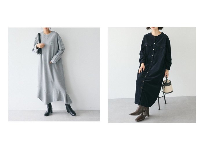 【CRAFT STANDARD BOUTIQUE/クラフトスタンダードブティック】のコーデュロイシャツワンピース&ライン入り裾フリルワンピース 【プチプライス、格安、低価格 人気通販 コーディネート通販】おすすめ！人気、トレンド、レディースファッションの通販    おすすめ人気トレンドファッション通販アイテム 人気、トレンドファッション・服の通販 founy(ファニー) 　ファッション　Fashion　レディースファッション　WOMEN　ワンピース　Dress　シャツワンピース　Shirt Dresses　ヴィンテージ　Vintage　コーデュロイ　Corduroy　ダウン　Down　フラップ　Flap　ポケット　Pocket　羽織　Haori　A/W・秋冬　Aw・Autumn/Winter・Fw・Fall-Winter　NEW・新作・新着・新入荷　New Arrivals　おすすめ　Recommend　2024年　2024　2024-2025秋冬・A/W　Aw/Autumn/Winter/Fw/Fall/2024-2025　|ID:crp329100000202157