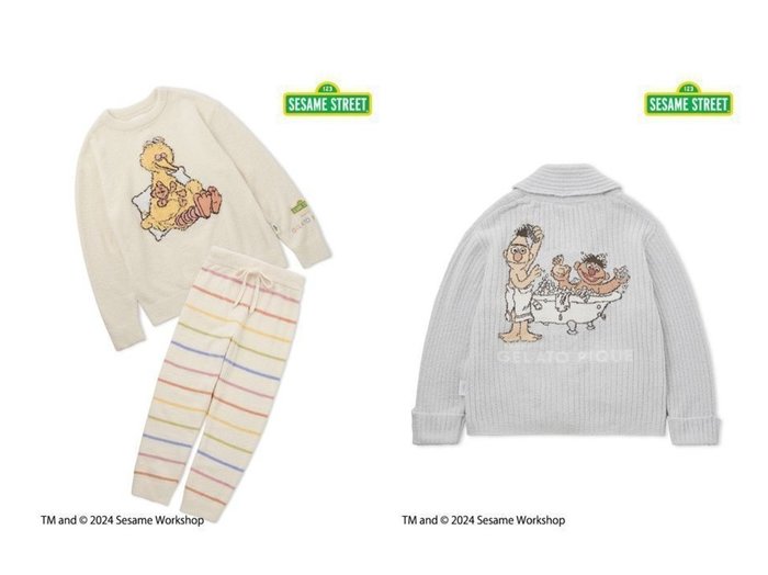 【gelato pique/ジェラート ピケ】の【SESAME STREET】【UNISEX】モチーフジャガードショールカーディガン&【SESAME STREET】モチーフジャガードプルオーバー ロングパンツセット 【ルームウェア・パジャマ 人気通販 コーディネート通販】おすすめ！人気、トレンド、レディースファッションの通販    おすすめ人気トレンドファッション通販アイテム 人気、トレンドファッション・服の通販 founy(ファニー) ファッション Fashion レディースファッション WOMEN トップス・カットソー Tops/Tshirt カーディガン Cardigans パンツ Pants ユニセックス Unisex カーディガン Cardigan コレクション Collection ショール Shawl パウダー Powder パジャマ Pajamas フロント Front ポケット Pocket モコモコ Fluffy モチーフ Motif ワーク Work セットアップ Set Up ボーダー Border メンズ Mens リラックス Relax ロング Long |ID:crp329100000202184