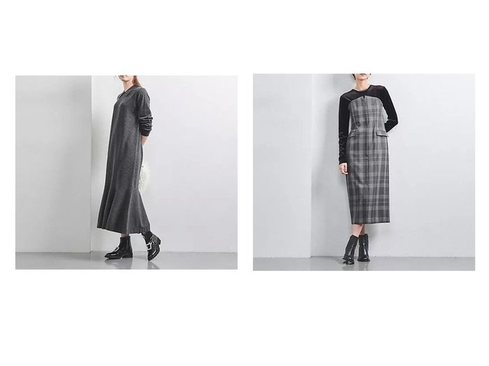 【UNITED ARROWS/ユナイテッドアローズ】のチェック キャミワンピース&ポロニット ペプラム ロングワンピース 【ワンピース、ドレス  人気通販 コーディネート通販】おすすめ！人気、トレンド、レディースファッションの通販    おすすめ人気トレンドファッション通販アイテム 人気、トレンドファッション・服の通販 founy(ファニー) ファッション Fashion レディースファッション WOMEN ワンピース Dress キャミワンピース No Sleeve Dresses インナー Inner キャミワンピース Cami Dress グラデーション Gradation ジャケット Jacket セットアップ Set Up センター Center チェック Check ビスチェ Bustier フィット Fit フラップ Flap ポケット Pocket おすすめ Recommend クラシック Classic タイツ Tights なめらか Smooth フェミニン Feminine ペプラム Peplum リラックス Relax レース Race ロング Long |ID:crp329100000202322