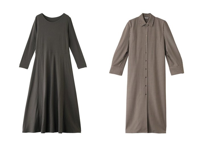 【nanadecor/ナナデコール】のリラックスコットンフレアワンピース&【CLANE/クラネ】のPOWER SHOULDER CHECK SHIRT ONEPIECE ワンピース 【ワンピース、ドレス  人気通販 コーディネート通販】おすすめ！人気、トレンド、レディースファッションの通販    おすすめ人気トレンドファッション通販アイテム 人気、トレンドファッション・服の通販 founy(ファニー) ファッション Fashion レディースファッション WOMEN ワンピース Dress チュニック Tunic A/W・秋冬 Aw・Autumn/Winter・Fw・Fall-Winter シェイプ Shape ショルダー Shoulder チェック Check チュニック Tunic フェミニン Feminine ロング Long エレガント 上品 Elegant NEW・新作・新着・新入荷 New Arrivals |ID:crp329100000202359