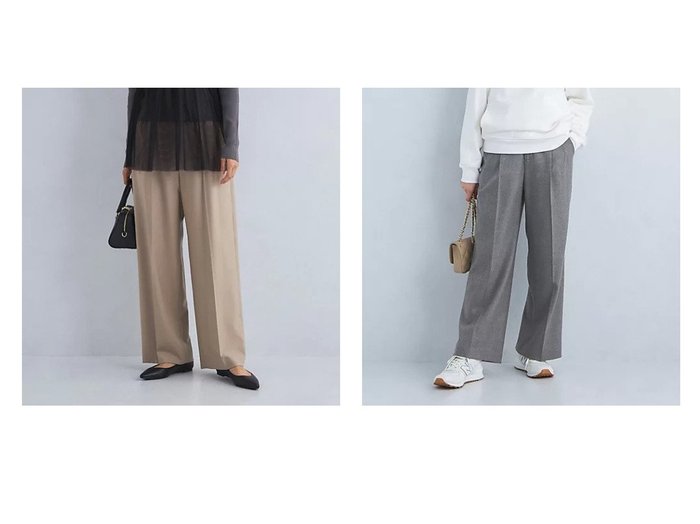 【green label relaxing / UNITED ARROWS/グリーンレーベル リラクシング / ユナイテッドアローズ】の[TALLあり]ビューティー サキソニー パンツ&サキソニー ドロスト パンツ 【パンツ  人気通販 コーディネート通販】おすすめ！人気、トレンド、レディースファッションの通販    おすすめ人気トレンドファッション通販アイテム 人気、トレンドファッション・服の通販 founy(ファニー) 　ファッション　Fashion　レディースファッション　WOMEN　パンツ　Pants　秋　Autumn/Fall　スラックス　Slacks　センター　Center　バランス　Balance　ワイド　Wide　冬　Winter　おすすめ　Recommend　カットソー　Cut And Sew　クール　Cool　スウェット　Sweat　リラックス　Relax　エレガント 上品　Elegant　ビジネス 仕事 通勤　Business　|ID:crp329100000202438