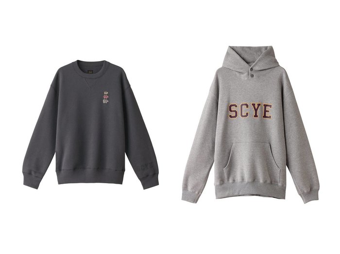 【Scye SCYE BASICS/サイ サイベーシックス】の【UNISEX】【SCYE BASICS】フリースバック ジャージー プリント フーディー&【ELLESHOP限定】Scyeパッチ 裏起毛 クルーネック スウェットトップス 【ECで売れてるランキング上位の人気通販 コーディネート通販】おすすめ！トレンド、レディースファッションの通販 おすすめ人気トレンドファッション通販アイテム 人気、トレンドファッション・服の通販 founy(ファニー) 　ファッション　Fashion　レディースファッション　WOMEN　トップス・カットソー　Tops/Tshirt　シャツ/ブラウス　Shirts/Blouses　パーカ　Sweats　ロング / Tシャツ　T-Shirts　スウェット　Sweat　カットソー　Cut and Sewn　ユニセックス　Unisex　ジャージー　Jersey　プリント　Print　ボトム　Bottom　定番　Standard　スリーブ　Sleeve　パッチ　Patch　ロング　Long　|ID:crp329100000202509