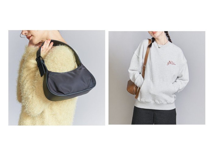 【BEAUTY&YOUTH / UNITED ARROWS/ビューティ&ユース ユナイテッドアローズ】の【別注】 +81BRANCA ロゴスウェット プルオーバー&ナイロン ムーン ワイドベルト ワンショルダーバッグ 【 人気通販 コーディネート通販】おすすめ！人気、トレンド、レディースファッションの通販    おすすめ人気トレンドファッション通販アイテム 人気、トレンドファッション・服の通販 founy(ファニー) ファッション Fashion レディースファッション WOMEN バッグ Bag ベルト Belts トップス・カットソー Tops/Tshirt パーカ Sweats プルオーバー Pullover スウェット Sweat トレンド Trend ハーフ Half ワイド Wide エレガント 上品 Elegant おすすめ Recommend スウェット Sweat スペシャル Special スラックス Slacks フロント Front プリント Print ボトム Bottom ポケット Pocket ミニスカート Mini Skirt 別注 Special Order |ID:crp329100000202641