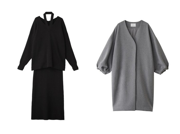 【MANOF/マノフ】のTHERMAL KNIT SET UP ワンピース&DOUBLE KNIT COAT コート 【ECで売れてるランキング上位の人気通販 コーディネート通販】おすすめ！トレンド、レディースファッションの通販 おすすめ人気トレンドファッション通販アイテム 人気、トレンドファッション・服の通販 founy(ファニー) ファッション Fashion レディースファッション WOMEN ワンピース Dress チュニック Tunic アウター Coat Outerwear コート Coats シンプル Simple ストレート Straight セットアップ Set Up チュニック Tunic ロング Long |ID:crp329100000202695