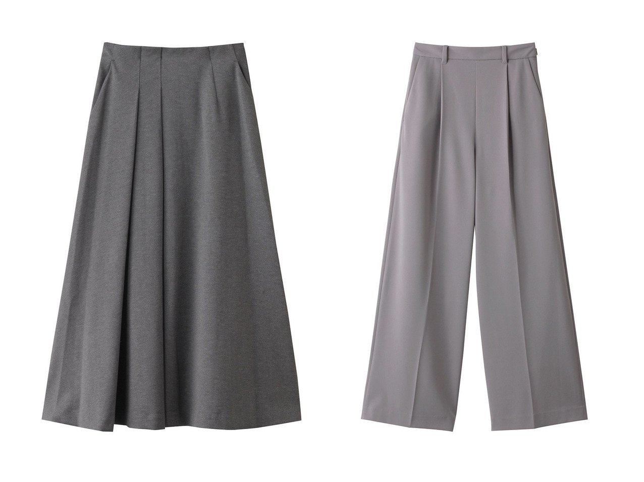 【MANOF/マノフ】のRELAX CENTER PRESS PANTS パンツ&DOUBLE TUCK FLARE SKIRT スカート 【ECで売れてるランキング上位の人気通販 コーディネート通販】おすすめ！トレンド、レディースファッションの通販 おすすめ人気トレンドファッション通販アイテム インテリア・キッズ・メンズ・レディースファッション・服の通販 founy(ファニー) 　ファッション　Fashion　レディースファッション　WOMEN　スカート　Skirt　ロングスカート　Long Skirt　パンツ　Pants　アシンメトリー　Asymmetry　ドレープ　Drape　フレア　Flare　ロング　Long　エレガント 上品　Elegant　NEW・新作・新着・新入荷　New Arrivals　センター　Center　ボトム　Bottom　リラックス　Relax　ワイド　Wide　グレー系　Gray　ブラック系　Black　ピンク系　Pink　|ID:crp329100000202699