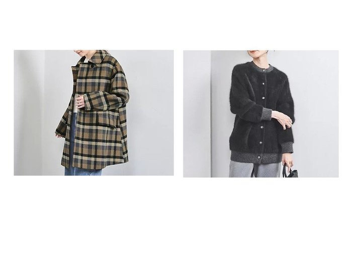 【UNITED ARROWS/ユナイテッドアローズ】のフォックス カシミヤ ダブルフェイス ミドルカーディガン BLACK&スタンドカラー ミドルコート 【スカート 人気ファッション通販 コーディネート通販】おすすめ！人気、トレンド、レディースファッションの通販  おすすめ人気トレンドファッション通販アイテム 人気、トレンドファッション・服の通販 founy(ファニー) ファッション Fashion レディースファッション WOMEN アウター Coat Outerwear コート Coats トップス・カットソー Tops/Tshirt カーディガン Cardigans コンパクト Compact ショルダー Shoulder シンプル Simple スタンド Stand チェック Check トレンド Trend ドロップ Drop フラップ Flap ポケット Pocket ミドル Middle ミニスカート Mini Skirt ロング Long おすすめ Recommend |ID:crp329100000202854