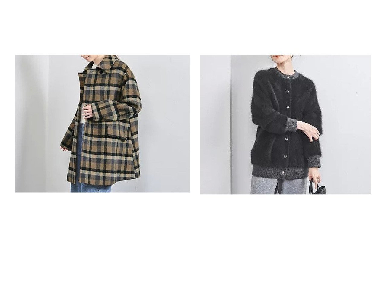 【UNITED ARROWS/ユナイテッドアローズ】のフォックス カシミヤ ダブルフェイス ミドルカーディガン BLACK&スタンドカラー ミドルコート 【スカート 人気ファッション通販 コーディネート通販】おすすめ！人気、トレンド、レディースファッションの通販  おすすめ人気トレンドファッション通販アイテム インテリア・キッズ・メンズ・レディースファッション・服の通販 founy(ファニー) 　ファッション　Fashion　レディースファッション　WOMEN　アウター　Coat Outerwear　コート　Coats　トップス・カットソー　Tops/Tshirt　カーディガン　Cardigans　コンパクト　Compact　ショルダー　Shoulder　シンプル　Simple　スタンド　Stand　チェック　Check　トレンド　Trend　ドロップ　Drop　フラップ　Flap　ポケット　Pocket　ミドル　Middle　ミニスカート　Mini Skirt　ロング　Long　おすすめ　Recommend　ホワイト系　White　ブラック系　Black　|ID:crp329100000202854