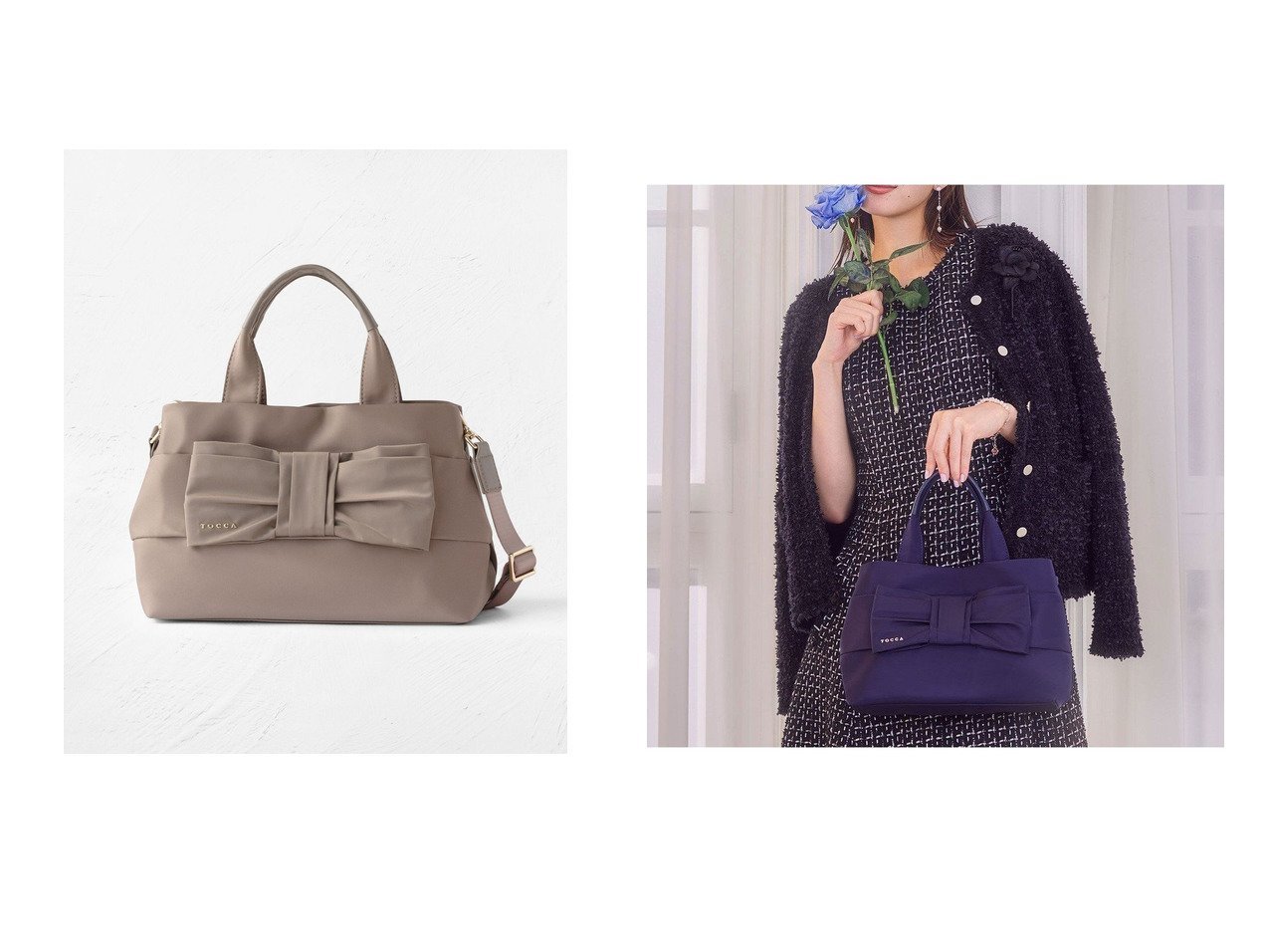 【TOCCA/トッカ】のTIED RIBBON NYLONBAG バッグ 【バッグ・鞄 人気ファッション通販 コーディネート通販】おすすめ！人気、トレンド、レディースファッションの通販 おすすめ人気トレンドファッション通販アイテム インテリア・キッズ・メンズ・レディースファッション・服の通販 founy(ファニー) 　ファッション　Fashion　レディースファッション　WOMEN　バッグ　Bag　ジップ　Zip　財布　Wallet　ハンドバッグ　Handbag　フォルム　Form　ポケット　Pocket　マグネット　Magnet　リボン　Ribbon　リュクス　Luxe　S/S・春夏　Ss・Spring/Summer　NEW・新作・新着・新入荷　New Arrivals　夏　Summer　エレガント 上品　Elegant　セレモニー　Ceremony　ビジネス 仕事 通勤　Business　2025年　2025　ブルー系　Blue　ブラック系　Black　ベージュ系　Beige　|ID:crp329100000203038