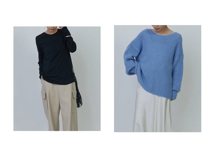 【1er Arrondissement/プルミエ アロンディスモン】のスーリーアルパカラフプルオーバー&クルーネック天竺カットソー 【トップス、カットソー 人気ファッション通販 コーディネート通販】おすすめ！人気、トレンド、レディースファッションの通販 おすすめ人気トレンドファッション通販アイテム 人気、トレンドファッション・服の通販 founy(ファニー) ファッション Fashion レディースファッション WOMEN トップス・カットソー Tops/Tshirt シャツ/ブラウス Shirts/Blouses ロング / Tシャツ T-Shirts カットソー Cut and Sewn ニット Knit Tops プルオーバー Pullover インナー Inner カットソー Cut And Sew スリム Slim スリーブ Sleeve ベスト Vest ロング Long NEW・新作・新着・新入荷 New Arrivals なめらか Smooth 畦 Ridge |ID:crp329100000203095