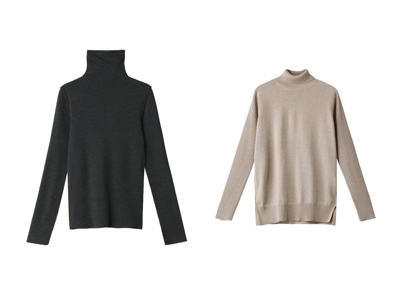 【BEIGE,/ベイジ,】のFORD(フォード)/ハイネックトップス&LA MONNAIE(ラモネ)/ラメタートルネックニット 【ECで売れてるランキング上位の人気ファッション通販 コーディネート通販】おすすめ！トレンド、レディースファッションの通販  おすすめ人気トレンドファッション通販アイテム インテリア・キッズ・メンズ・レディースファッション・服の通販 founy(ファニー) 　ファッション　Fashion　レディースファッション　WOMEN　トップス・カットソー　Tops/Tshirt　ニット　Knit Tops　プルオーバー　Pullover　タートルネック　Turtleneck　インナー　Inner　シンプル　Simple　定番　Standard　洗える　Washable　なめらか　Smooth　オケージョン　Occasion　ジャケット　Jacket　タートルネック　Turtleneck　ビジネス 仕事 通勤　Business　グレー系　Gray　ブラック系　Black　ブルー系　Blue　シルバー系　Silver　ゴールド系　Gold　|ID:crp329100000203302