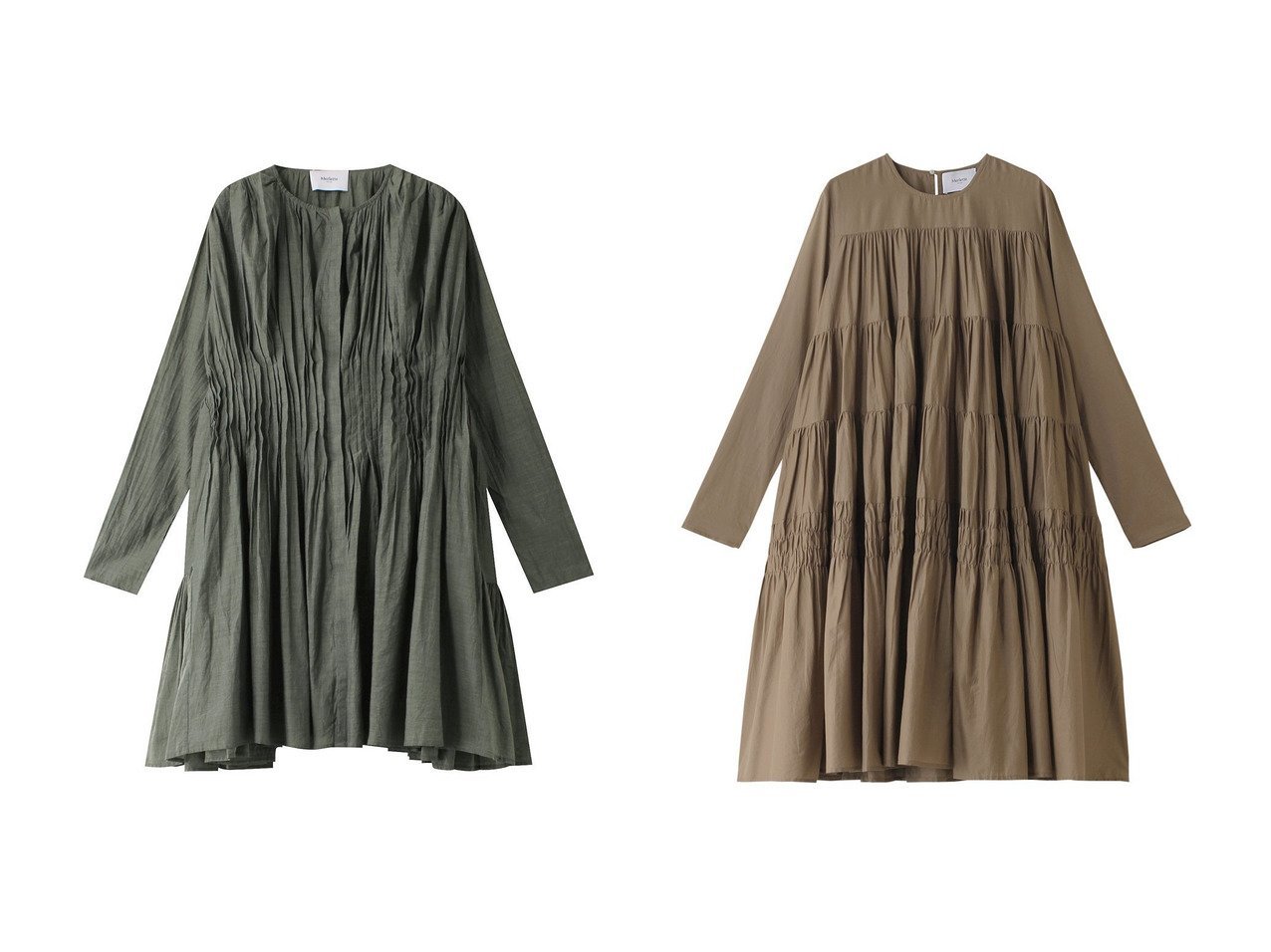 【MERLETTE/マーレット】のMARTEL PLEATED ランダムウエストピンタック ティアードドレス&SOLIMAN MIDI ティアードミディドレス 【ECで売れてるランキング上位の人気ファッション通販 コーディネート通販】おすすめ！トレンド、レディースファッションの通販  おすすめ人気トレンドファッション通販アイテム インテリア・キッズ・メンズ・レディースファッション・服の通販 founy(ファニー) 　ファッション　Fashion　レディースファッション　WOMEN　ワンピース　Dress　ドレス　Party Dresses　チュニック　Tunic　なめらか　Smooth　スニーカー　Sneakers　チュニック　Tunic　ドレス　Dress　エレガント 上品　Elegant　ギャザー　Gather　スリーブ　Sleeve　ドレープ　Drape　ブラウン系　Brown　グリーン系　Green　|ID:crp329100000203327