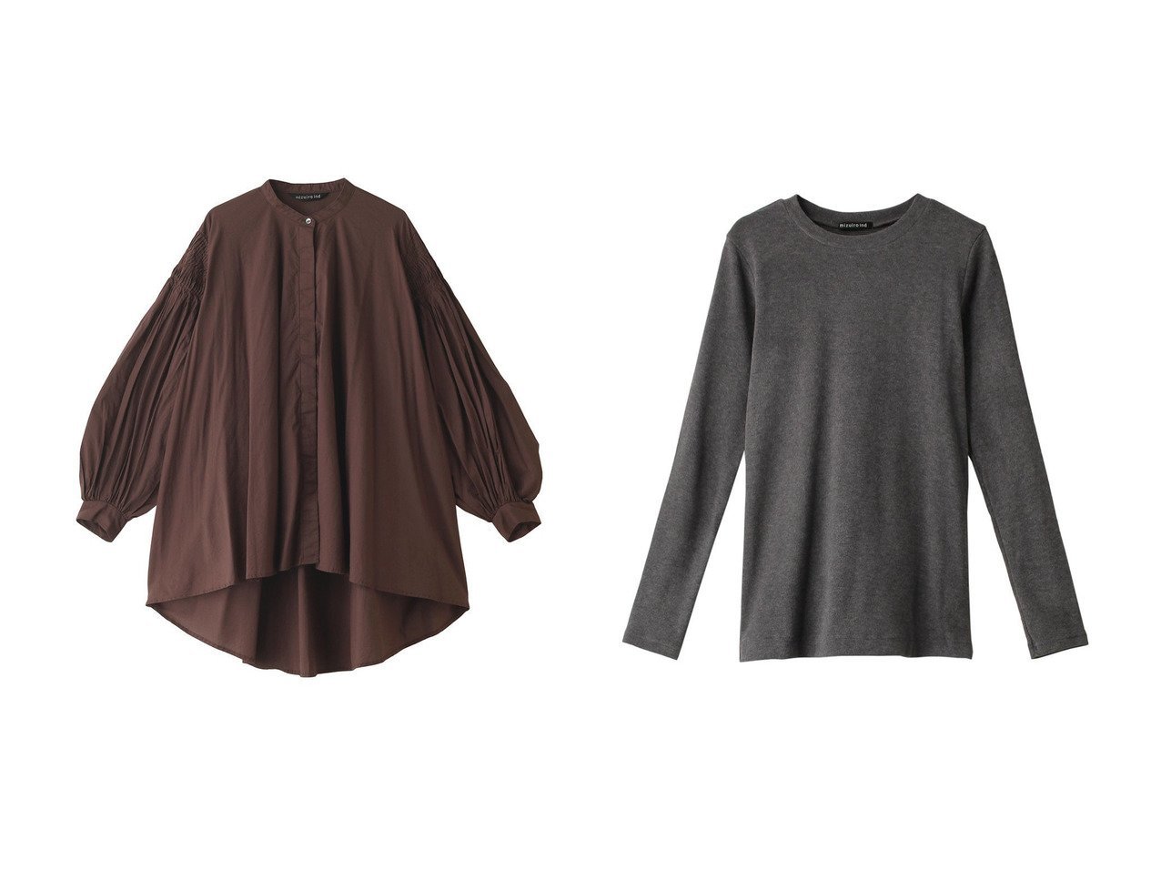 【mizuiro ind/ミズイロ インド】のpin tucked puff slv shirt シャツ&crew neck long slv T Tシャツ 【ECで売れてるランキング上位の人気ファッション通販 コーディネート通販】おすすめ！トレンド、レディースファッションの通販  おすすめ人気トレンドファッション通販アイテム インテリア・キッズ・メンズ・レディースファッション・服の通販 founy(ファニー) 　ファッション　Fashion　レディースファッション　WOMEN　トップス・カットソー　Tops/Tshirt　シャツ/ブラウス　Shirts/Blouses　ロング / Tシャツ　T-Shirts　カットソー　Cut and Sewn　スリーブ　Sleeve　ロング　Long　ホワイト系　White　グリーン系　Green　ブラウン系　Brown　ブラック系　Black　グレー系　Gray　ブルー系　Blue　|ID:crp329100000203378