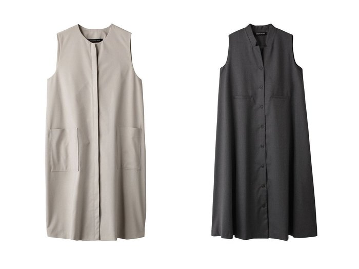 【mizuiro ind/ミズイロ インド】のfront fly cocoon gilet ジレ&stand collar flare OP ワンピース 【ECで売れてるランキング上位の人気ファッション通販 コーディネート通販】おすすめ！トレンド、レディースファッションの通販  おすすめ人気トレンドファッション通販アイテム 人気、トレンドファッション・服の通販 founy(ファニー) ファッション Fashion レディースファッション WOMEN アウター Coat Outerwear ジャケット Jackets ワンピース Dress チュニック Tunic シンプル Simple ジャケット Jacket トレンド Trend ベスト Vest ポケット Pocket アクセサリー Accessories スタンド Stand チュニック Tunic フレア Flare リゾート Resort ロング Long エレガント 上品 Elegant |ID:crp329100000203381