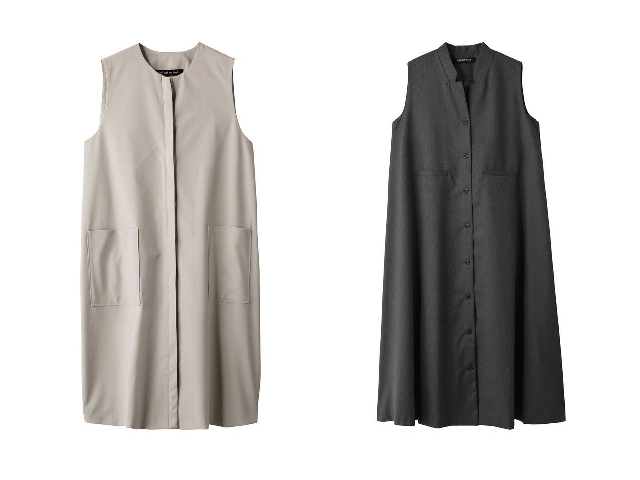 【mizuiro ind/ミズイロ インド】のfront fly cocoon gilet ジレ&stand collar flare OP ワンピース 【ECで売れてるランキング上位の人気ファッション通販 コーディネート通販】おすすめ！トレンド、レディースファッションの通販  おすすめ人気トレンドファッション通販アイテム インテリア・キッズ・メンズ・レディースファッション・服の通販 founy(ファニー) 　ファッション　Fashion　レディースファッション　WOMEN　アウター　Coat Outerwear　ジャケット　Jackets　ワンピース　Dress　チュニック　Tunic　シンプル　Simple　ジャケット　Jacket　トレンド　Trend　ベスト　Vest　ポケット　Pocket　アクセサリー　Accessories　スタンド　Stand　チュニック　Tunic　フレア　Flare　リゾート　Resort　ロング　Long　エレガント 上品　Elegant　ベージュ系　Beige　ブルー系　Blue　ブラック系　Black　イエロー系　Yellow　グレー系　Gray　|ID:crp329100000203381