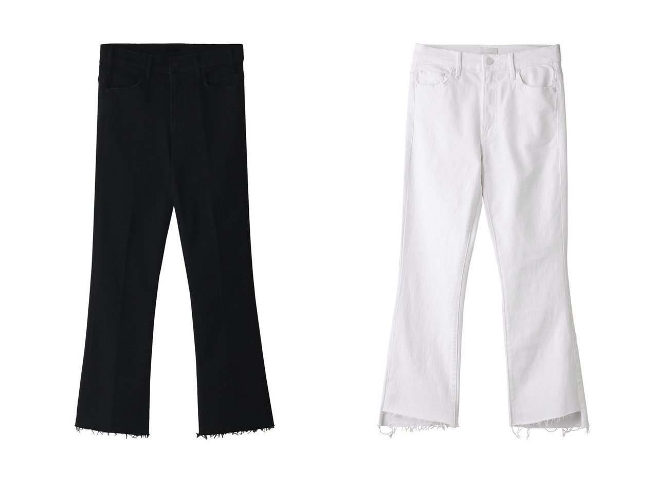 【MOTHER/マザー】のTHE INSIDER CROP STEP FRAY ホワイトデニム&THE HUSTLER ANKLE FRAY ブラックデニム 【ECで売れてるランキング上位の人気ファッション通販 コーディネート通販】おすすめ！トレンド、レディースファッションの通販  おすすめ人気トレンドファッション通販アイテム インテリア・キッズ・メンズ・レディースファッション・服の通販 founy(ファニー) 　ファッション　Fashion　レディースファッション　WOMEN　パンツ　Pants　デニムパンツ　Denim Pants　クロップド　Cropped　シンプル　Simple　デニム　Denim　フレア　Flare　定番　Standard　ホワイト系　White　ブラック系　Black　|ID:crp329100000203393