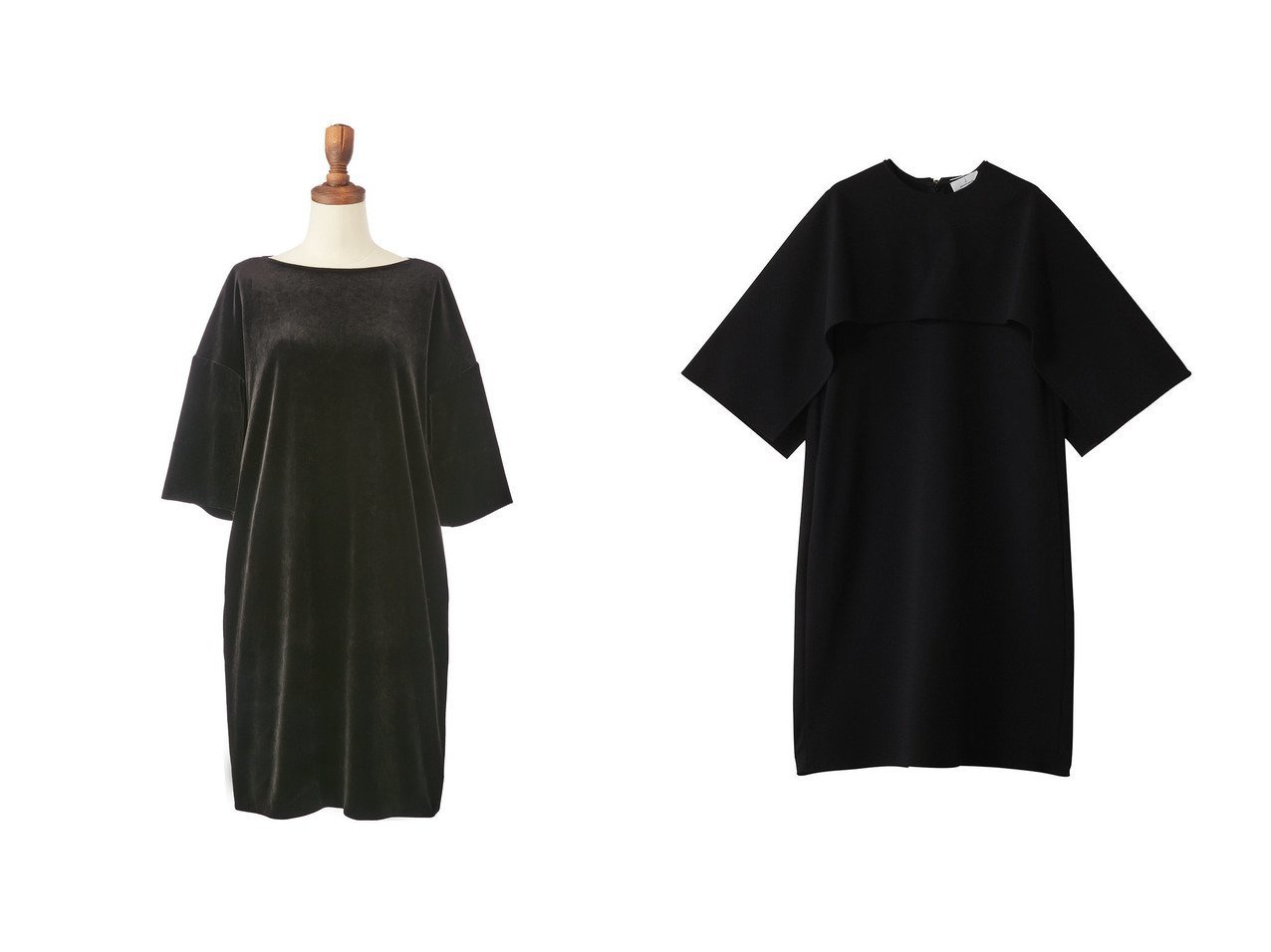 【DAISY LIN/デイジーリン】のVelour Dress Sophisticated Lady&【j./ジェイドット】のビスコースポンチ2WAYケープワンピース 【ワンピース、ドレス 人気ファッション通販 コーディネート通販】おすすめ！人気、トレンド、レディースファッションの通販  おすすめ人気トレンドファッション通販アイテム インテリア・キッズ・メンズ・レディースファッション・服の通販 founy(ファニー) 　ファッション　Fashion　レディースファッション　WOMEN　ワンピース　Dress　ドレス　Party Dresses　チュニック　Tunic　アクセサリー　Accessories　ウォッシャブル　Washable　エレガント 上品　Elegant　ストレッチ　Stretch　スリーブ　Sleeve　チュニック　Tunic　ドレス　Dress　ポケット　Pocket　リラックス　Relax　再入荷　Restock/Back In Stock/Re Arrival　おすすめ　Recommend　NEW・新作・新着・新入荷　New Arrivals　ブラック系　Black　|ID:crp329100000203430