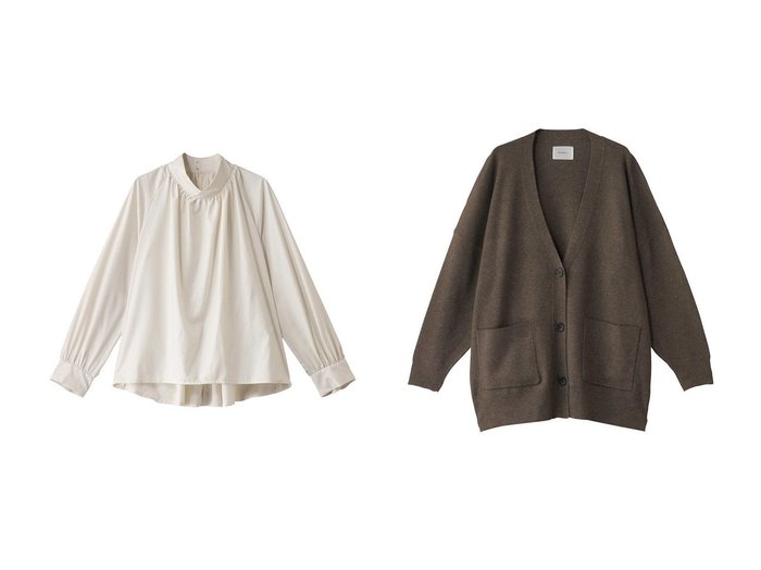 【MIDIUMISOLID/ミディウミソリッド】のneck CD.R カーディガン&neck gathered blouse.S ブラウス 【トップス、カットソー 人気ファッション通販 コーディネート通販】おすすめ！人気、トレンド、レディースファッションの通販  おすすめ人気トレンドファッション通販アイテム 人気、トレンドファッション・服の通販 founy(ファニー) ファッション Fashion レディースファッション WOMEN トップス・カットソー Tops/Tshirt シャツ/ブラウス Shirts/Blouses ニット Knit Tops カーディガン Cardigans エレガント 上品 Elegant ギャザー Gather スリーブ Sleeve ハイネック High Neck ロング Long NEW・新作・新着・新入荷 New Arrivals |ID:crp329100000203435