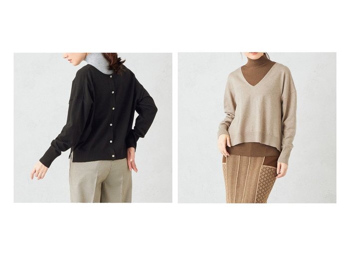 【Feroux/フェルゥ】の【sont. by Feroux】ツインセット ニット 【プチプライス、格安、低価格 人気ファッション通販 コーディネート通販】おすすめ！人気、トレンド、レディースファッションの通販  おすすめ人気トレンドファッション通販アイテム 人気、トレンドファッション・服の通販 founy(ファニー) ファッション Fashion レディースファッション WOMEN トップス・カットソー Tops/Tshirt ニット Knit Tops A/W・秋冬 Aw・Autumn/Winter・Fw・Fall-Winter インナー Inner カーディガン Cardigan セーター Sweater 再入荷 Restock/Back In Stock/Re Arrival 定番 Standard |ID:crp329100000203477