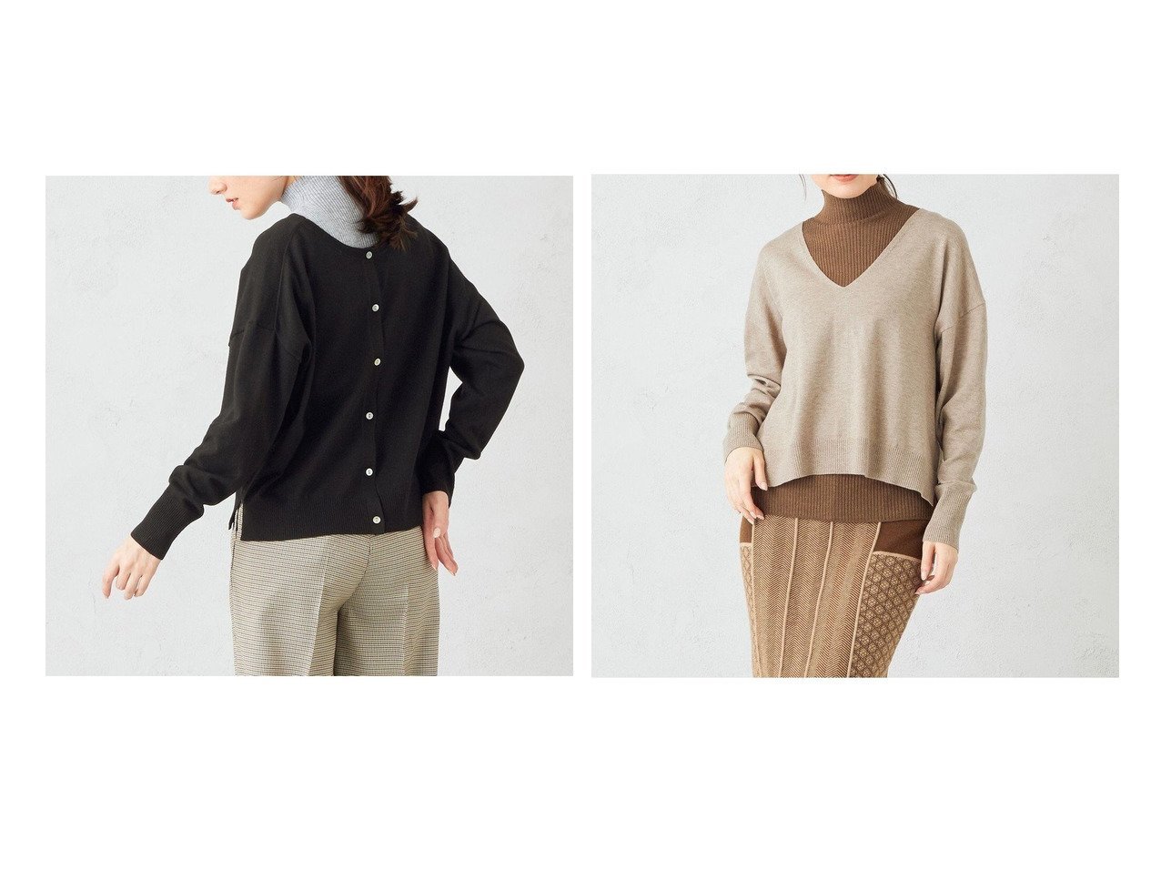 【Feroux/フェルゥ】の【sont. by Feroux】ツインセット ニット 【プチプライス、格安、低価格 人気ファッション通販 コーディネート通販】おすすめ！人気、トレンド、レディースファッションの通販  おすすめ人気トレンドファッション通販アイテム インテリア・キッズ・メンズ・レディースファッション・服の通販 founy(ファニー) 　ファッション　Fashion　レディースファッション　WOMEN　トップス・カットソー　Tops/Tshirt　ニット　Knit Tops　A/W・秋冬　Aw・Autumn/Winter・Fw・Fall-Winter　インナー　Inner　カーディガン　Cardigan　セーター　Sweater　再入荷　Restock/Back In Stock/Re Arrival　定番　Standard　ブラック系　Black　グレー系　Gray　ベージュ系　Beige　ブラウン系　Brown　|ID:crp329100000203477