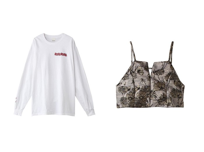 【ROSE BUD/ローズバッド】のROSE ROSE Tシャツ&ジャガードビスチェ 【トップス、カットソー 人気ファッション通販 コーディネート通販】おすすめ！人気、トレンド、レディースファッションの通販  おすすめ人気トレンドファッション通販アイテム 人気、トレンドファッション・服の通販 founy(ファニー) ファッション Fashion レディースファッション WOMEN トップス・カットソー Tops/Tshirt シャツ/ブラウス Shirts/Blouses ロング / Tシャツ T-Shirts カットソー Cut and Sewn キャミソール / ノースリーブ No Sleeves ビスチェ Bustier インナー Inner キャラクター Character ジャケット Jacket スリーブ Sleeve プリント Print ロング Long NEW・新作・新着・新入荷 New Arrivals |ID:crp329100000203496