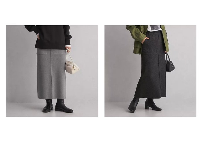 【green label relaxing / UNITED ARROWS/グリーンレーベル リラクシング / ユナイテッドアローズ】の【WEB限定】ラメ ニット スカート 【スカート 人気ファッション通販 コーディネート通販】おすすめ！人気、トレンド、レディースファッションの通販  おすすめ人気トレンドファッション通販アイテム 人気、トレンドファッション・服の通販 founy(ファニー) ファッション Fashion レディースファッション WOMEN スカート Skirt 秋 Autumn/Fall シルバー Silver スニーカー Sneakers 定番 Standard フロント Front ベーシック Basic ポケット Pocket 冬 Winter おすすめ Recommend |ID:crp329100000203574