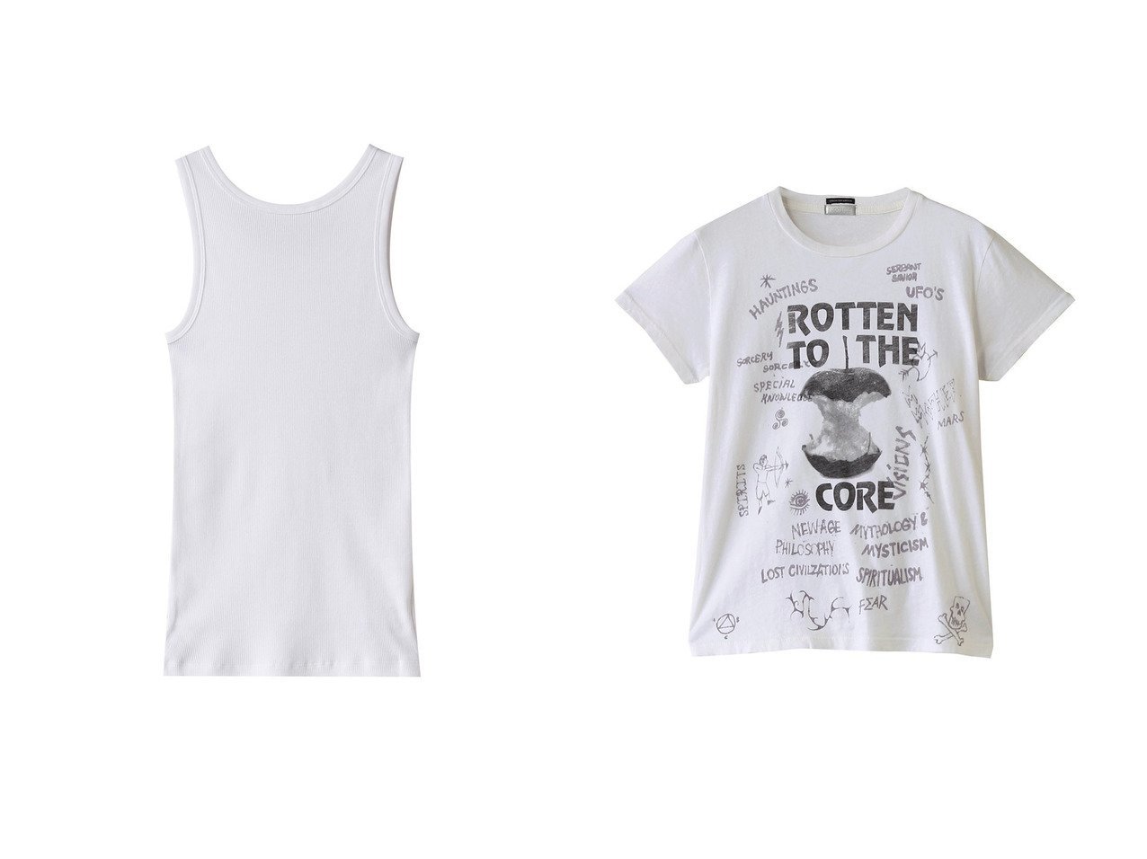 【MOTHER/マザー】のROTTEN TO THE CORE プリントTシャツ&【HER./ハー】のコットンリブタンクトップ 【トップス、カットソー 人気ファッション通販 コーディネート通販】おすすめ！人気、トレンド、レディースファッションの通販  おすすめ人気トレンドファッション通販アイテム インテリア・キッズ・メンズ・レディースファッション・服の通販 founy(ファニー) 　ファッション　Fashion　レディースファッション　WOMEN　トップス・カットソー　Tops/Tshirt　シャツ/ブラウス　Shirts/Blouses　ロング / Tシャツ　T-Shirts　カットソー　Cut and Sewn　キャミソール / ノースリーブ　No Sleeves　2025年　2025　A/W・秋冬　Aw・Autumn/Winter・Fw・Fall-Winter　S/S・春夏　Ss・Spring/Summer　ショート　Short　スキニー　Skinny　スリム　Slim　スリーブ　Sleeve　プリント　Print　モチーフ　Motif　ワイド　Wide　夏　Summer　春　Spring　インナー　Inner　キャミソール　Camisole　シンプル　Simple　タンク　Tank　ベーシック　Basic　エレガント 上品　Elegant　NEW・新作・新着・新入荷　New Arrivals　ホワイト系　White　|ID:crp329100000203627