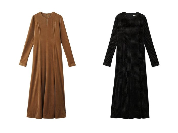 【CLANE/クラネ】のVELOUR GLITTER ONEPIECE ワンピース 【ワンピース、ドレス 人気ファッション通販 コーディネート通販】おすすめ！人気、トレンド、レディースファッションの通販  おすすめ人気トレンドファッション通販アイテム 人気、トレンドファッション・服の通販 founy(ファニー) ファッション Fashion レディースファッション WOMEN ワンピース Dress チュニック Tunic ストレッチ Stretch スリット Slit チュニック Tunic ドット Dot パーティ Party フィット Fit フェミニン Feminine フレア Flare ベロア Velor ロング Long NEW・新作・新着・新入荷 New Arrivals |ID:crp329100000203699