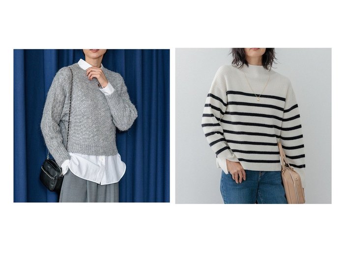 【NIJYUSANKU/23区】の【一部/洗える】スパングル ドルマンスリーブ ニット&【/洗える】ウールカシミヤ ボーダー ニット 【トップス、カットソー 人気ファッション通販 コーディネート通販】おすすめ！人気、トレンド、レディースファッションの通販  おすすめ人気トレンドファッション通販アイテム 人気、トレンドファッション・服の通販 founy(ファニー) ファッション Fashion レディースファッション WOMEN トップス・カットソー Tops/Tshirt ニット Knit Tops 洗える Washable 畦 Ridge カシミヤ Cashmere スリット Slit セーター Sweater ダウン Down ハイネック High Neck バランス Balance ベーシック Basic ボーダー Border 冬 Winter A/W・秋冬 Aw・Autumn/Winter・Fw・Fall-Winter NEW・新作・新着・新入荷 New Arrivals イタリア Italy インナー Inner スパンコール Sequins トレンド Trend 長袖 Long Sleeve ミックス Mix おすすめ Recommend |ID:crp329100000203788