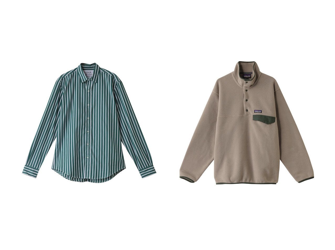 【Patagonia / MEN/パタゴニア】の【MEN】シンチラスナップTプルオーバー&【Frank&Eileen / MEN/フランク&アイリーン】の【MEN】FINBAR イタリアンコットン グリーンストライプシャツ 【MEN】おすすめ！人気トレンド・男性、メンズファッションの通販  おすすめ人気トレンドファッション通販アイテム インテリア・キッズ・メンズ・レディースファッション・服の通販 founy(ファニー) 　ファッション　Fashion　メンズファッション　MEN　トップス・カットソー　Tops/Tshirt/Men　ストライプ　Stripe　スリーブ　Sleeve　ベーシック　Basic　ボトム　Bottom　ロング　Long　エレガント 上品　Elegant　NEW・新作・新着・新入荷　New Arrivals　グリーン系　Green　|ID:crp329100000203949