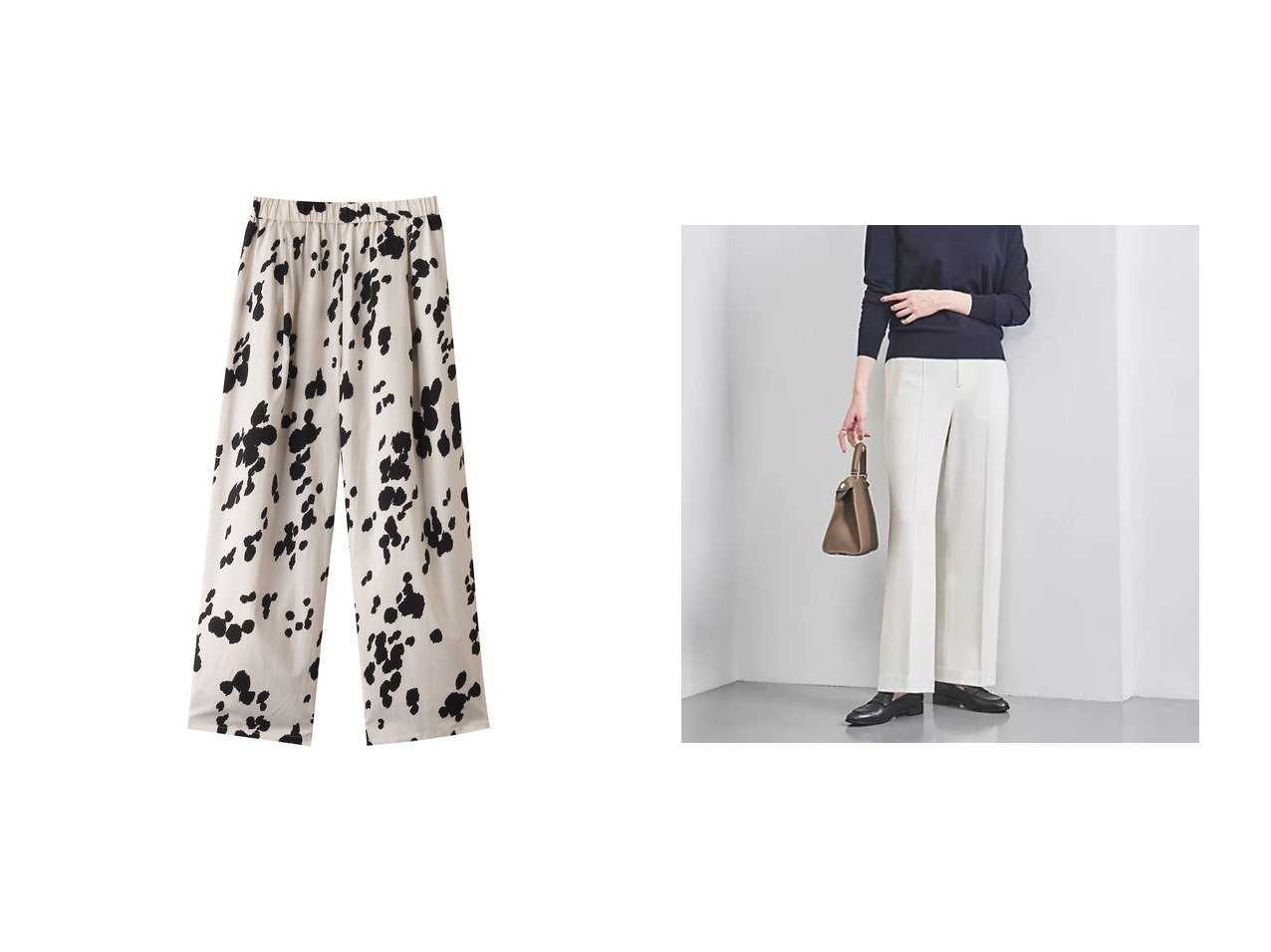 【mizuiro ind/ミズイロ インド】のdalmatian pattern print PT パンツ&【UNITED ARROWS/ユナイテッドアローズ】のポンチ ワイドパンツ 【パンツ 人気ファッション通販 コーディネート通販】おすすめ！人気、トレンド、レディースファッションの通販 おすすめ人気トレンドファッション通販アイテム インテリア・キッズ・メンズ・レディースファッション・服の通販 founy(ファニー) 　ファッション　Fashion　レディースファッション　WOMEN　パンツ　Pants　A/W・秋冬　Aw・Autumn/Winter・Fw・Fall-Winter　おすすめ　Recommend　ワイド　Wide　NEW・新作・新着・新入荷　New Arrivals　ジャケット　Jacket　ジャージー　Jersey　ドレープ　Drape　ポケット　Pocket　ビジネス 仕事 通勤　Business　ブラック系　Black　ホワイト系　White　|ID:crp329100000204048